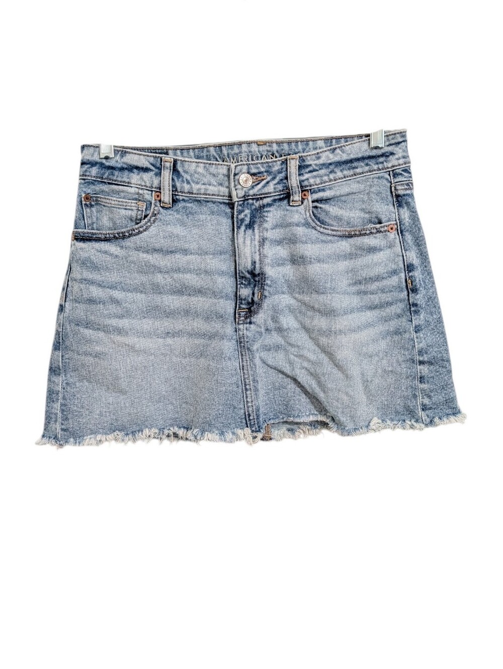American Eagle Outfitters Light Blue Distressed Denim Mini Skirt Women's 8